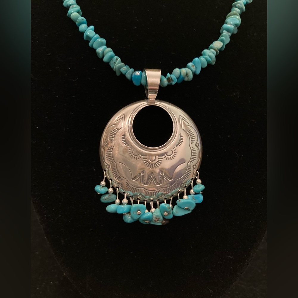 Sterling Silver Turquoise Nugget Necklace – Southwestern Boho Statement Jewelry